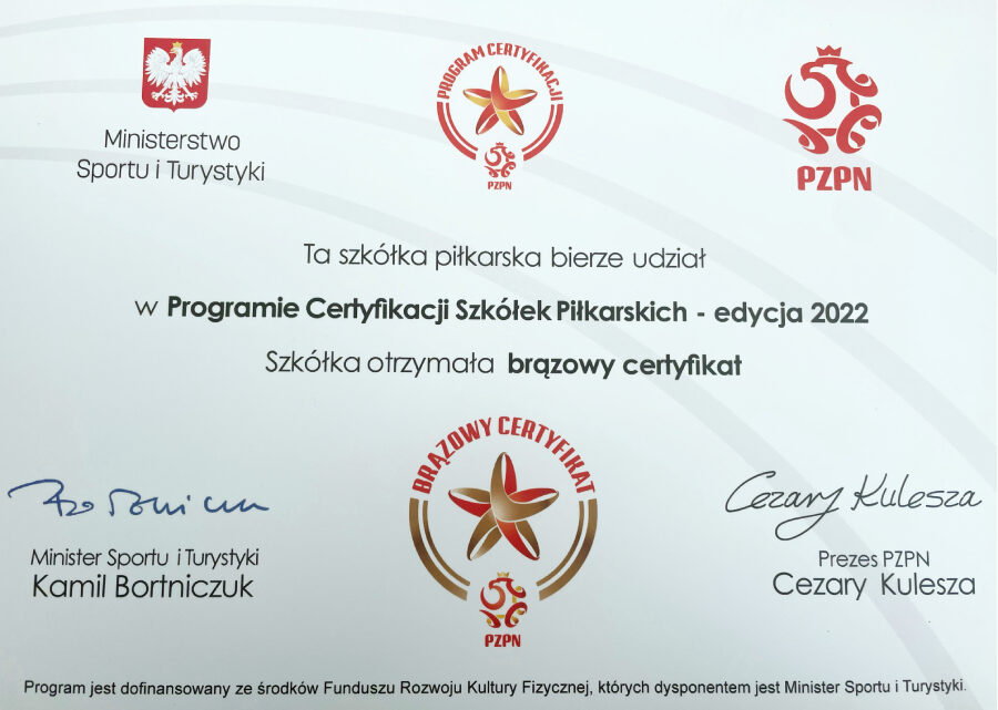 Dyplom od Premiera i Ministra Sportu